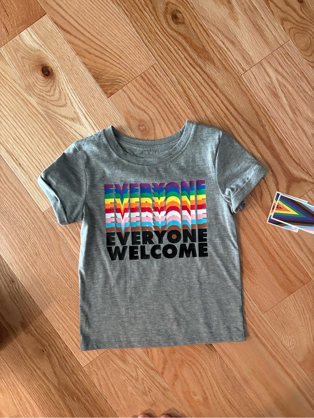 Target Grey Tee with Rainbow 'Everyone Welcome' Graphic